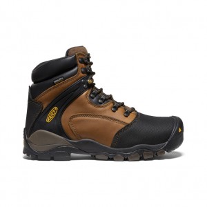 Black Brown Men Keen Louisville 6" MET Waterproof Work Boots | HHQ77DF