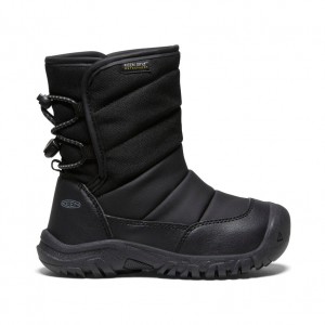 Black Grey Kids' Keen Puffrider Waterproof Winter Snow Boots | FSD9188MK