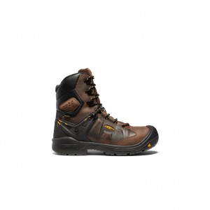 Brown Black Men Keen Dover 8" Insulated Waterproof Work Boots | XVY6375HD