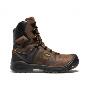 Brown Black Men Keen Dover 8" Waterproof Work Boots | EFN50100HD