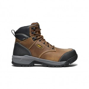 Brown Black Men Keen Evanston 6" Insulated Waterproof Work Boots | WFO4361BG