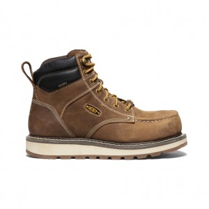 Brown Men Keen Cincinnati 6" Waterproof Work Boots | EHU5785EV