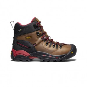 Brown Men Keen Pittsburgh 6" Waterproof Work Boots | YRW9579JX