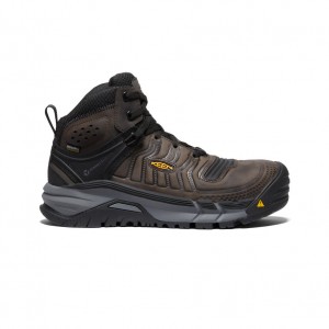 Coffee Black Men Keen Kansas City+ Waterproof Mid Work Boots | FMD81LZ