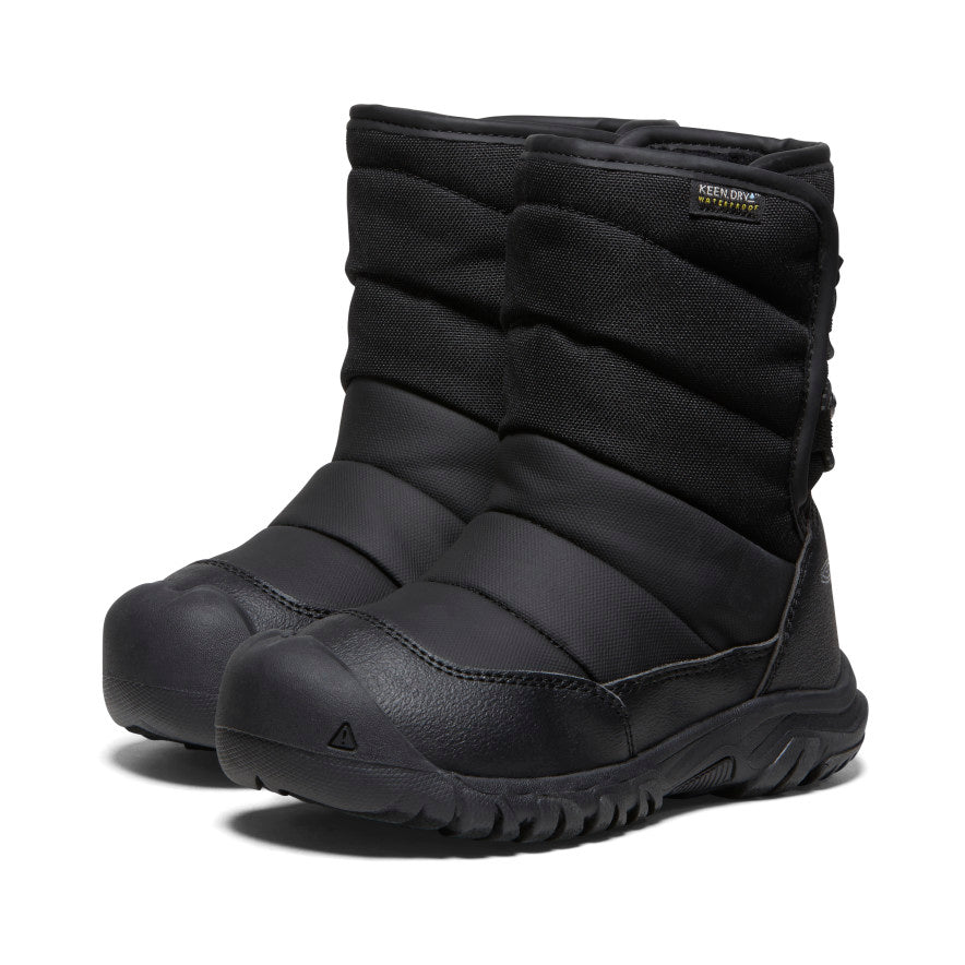 Black Grey Kids' Keen Puffrider Waterproof Winter Snow Boots | FSD9188MK