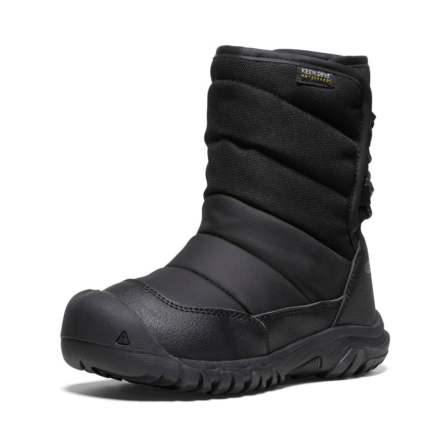 Black Grey Kids' Keen Puffrider Waterproof Winter Snow Boots | FSD9188MK