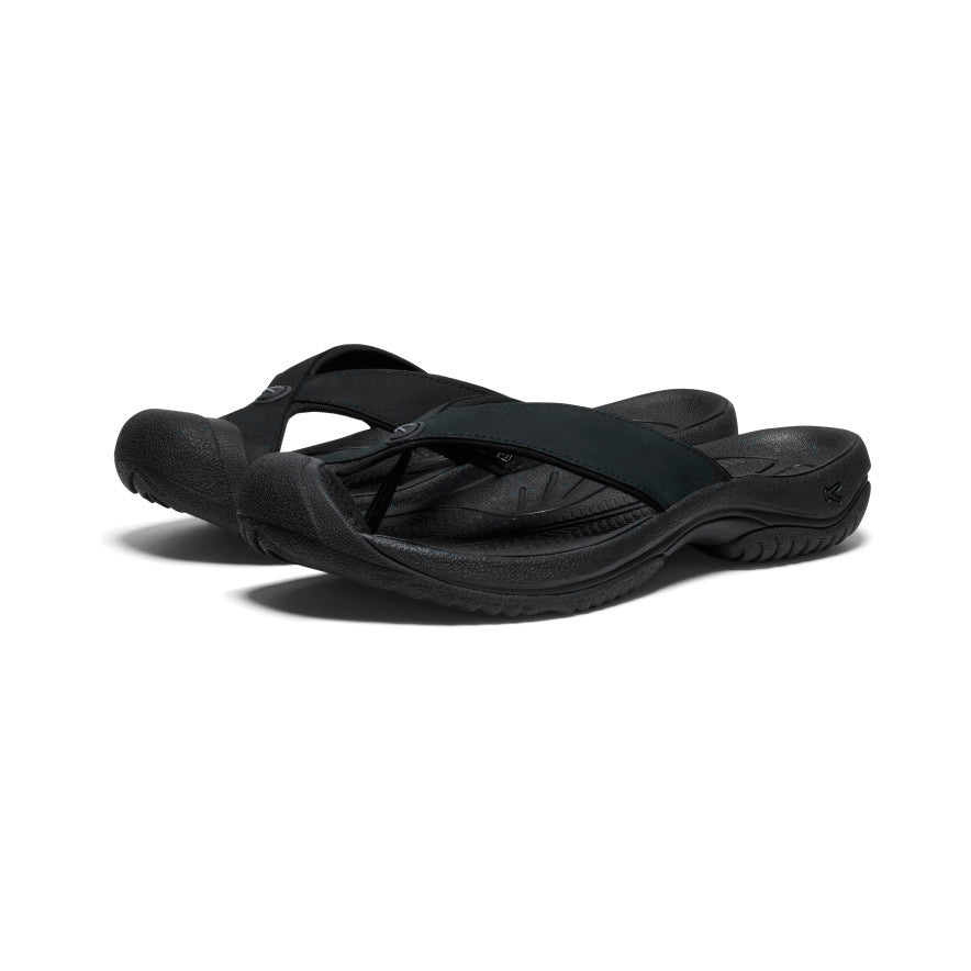 Black Men Keen Waimea Leather Flip Flops | VGH2722GV