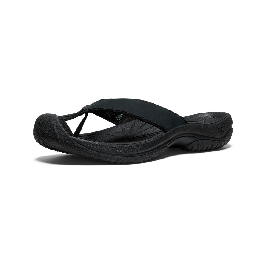 Black Men Keen Waimea Leather Flip Flops | VGH2722GV