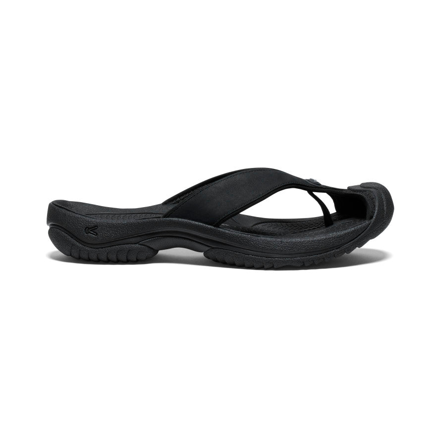 Black Men Keen Waimea Leather Flip Flops | VGH2722GV