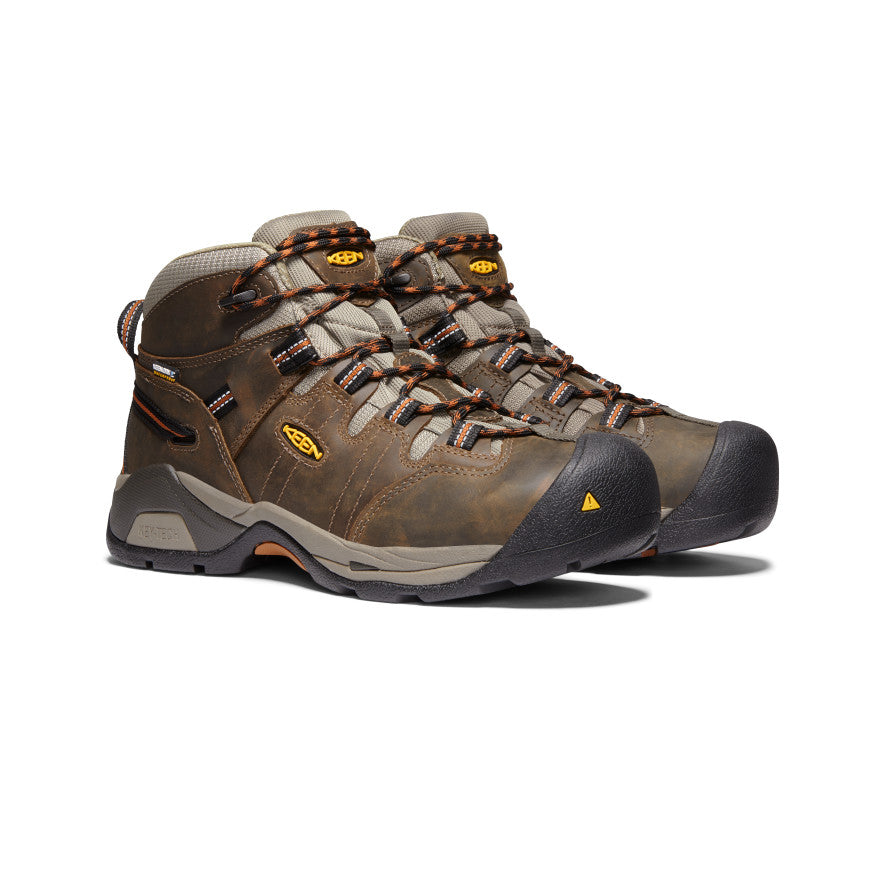 Black Olive Brown Men Keen Detroit XT Waterproof Work Boots | FKB6112JU