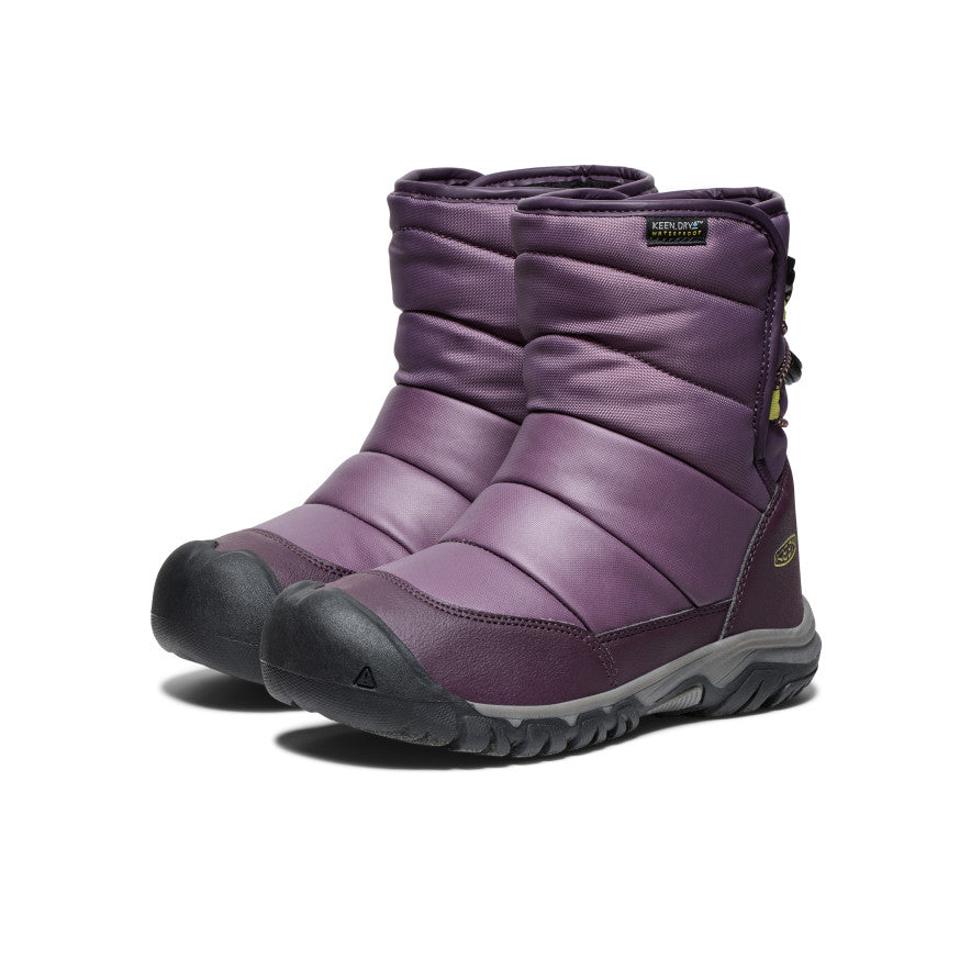 Black Purple Green Big Kids' Keen Puffrider Waterproof Winter Snow Boots | GGM598NQ