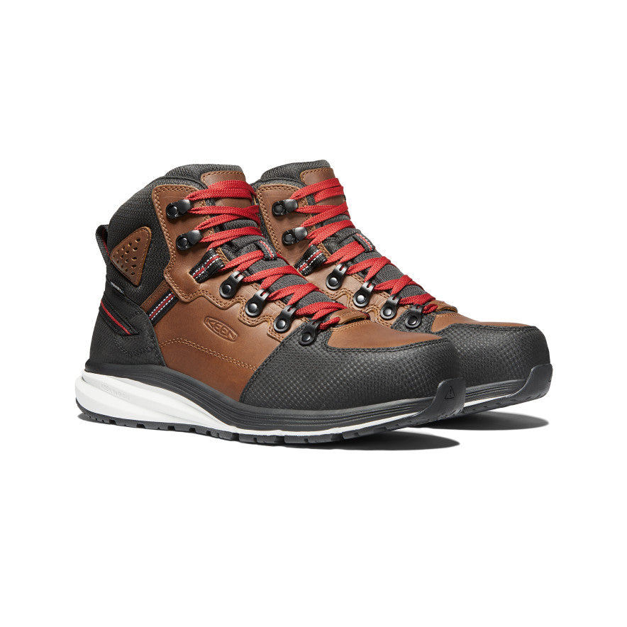 Brown Black Men Keen Red Hook Waterproof Work Boots | HDR913NZ