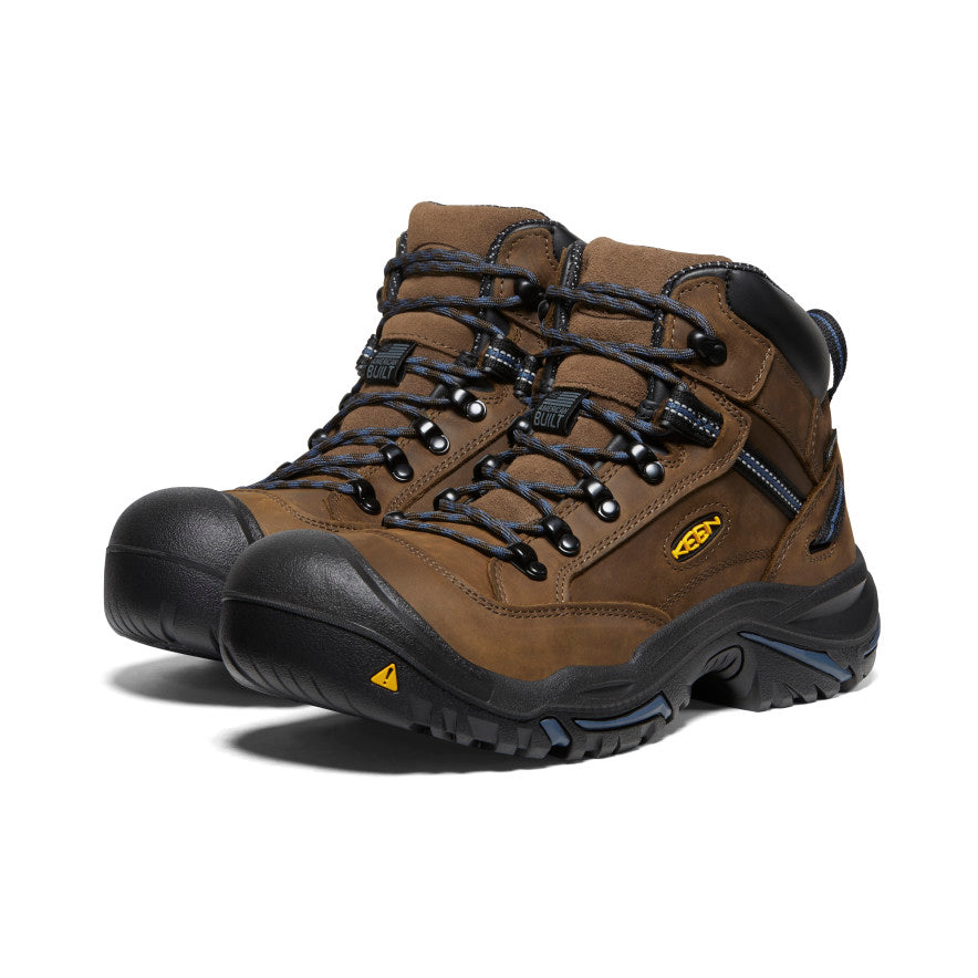 Brown Blue Men Keen Braddock AL Waterproof Mid Work Boots | PWN5628AB