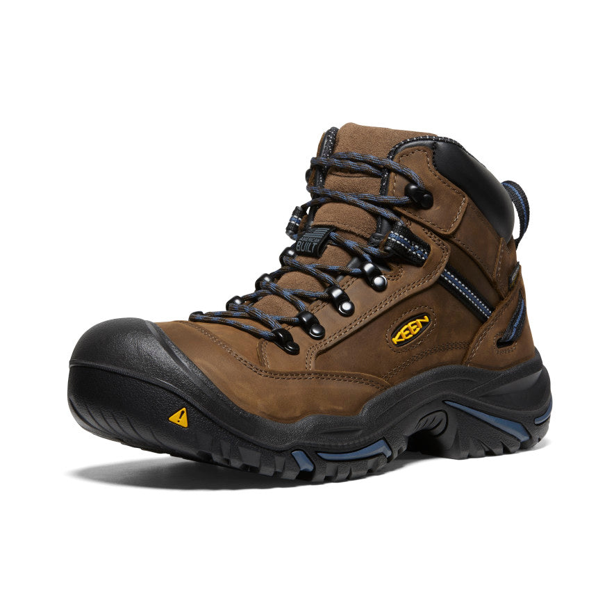 Brown Blue Men Keen Braddock AL Waterproof Mid Work Boots | PWN5628AB