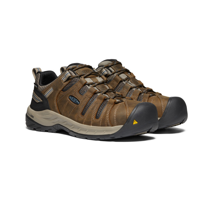 Brown Blue Men Keen Flint II Waterproof Work Shoes | CNQ7322ZO