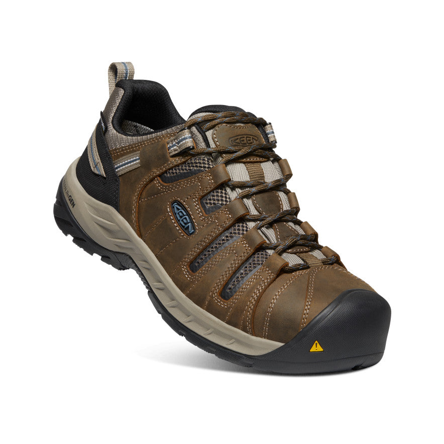 Brown Blue Men Keen Flint II Waterproof Work Shoes | CNQ7322ZO