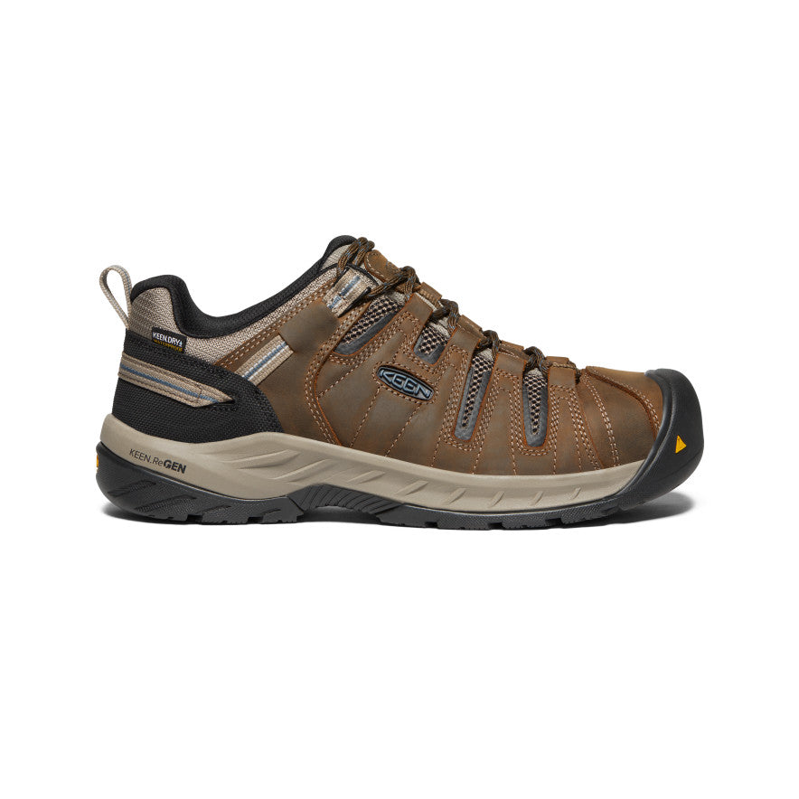 Brown Blue Men Keen Flint II Waterproof Work Shoes | CNQ7322ZO