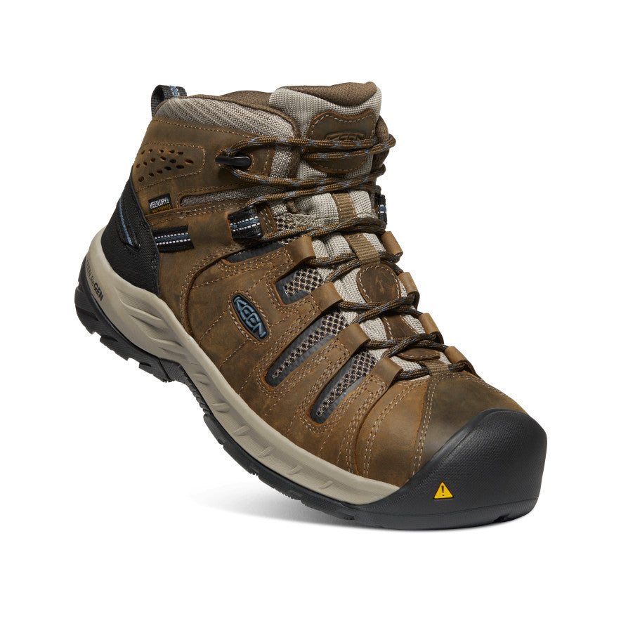 Brown Blue Men Keen Flint II Waterproof Work Boots | VFU8169XV