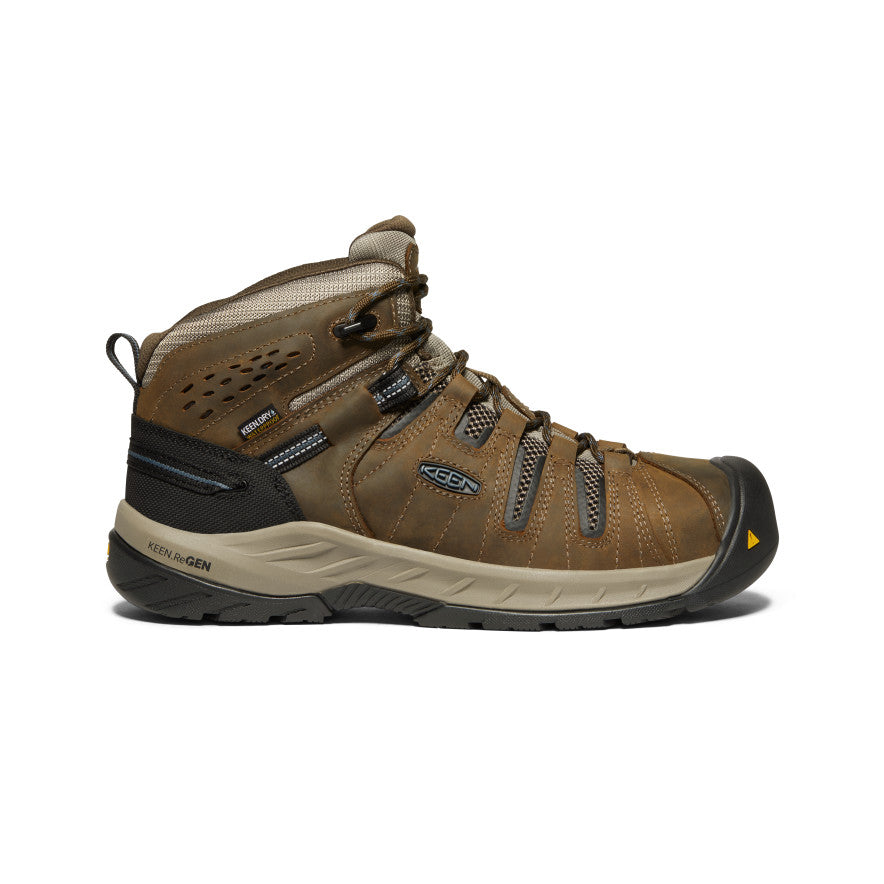 Brown Blue Men Keen Flint II Waterproof Work Boots | VFU8169XV