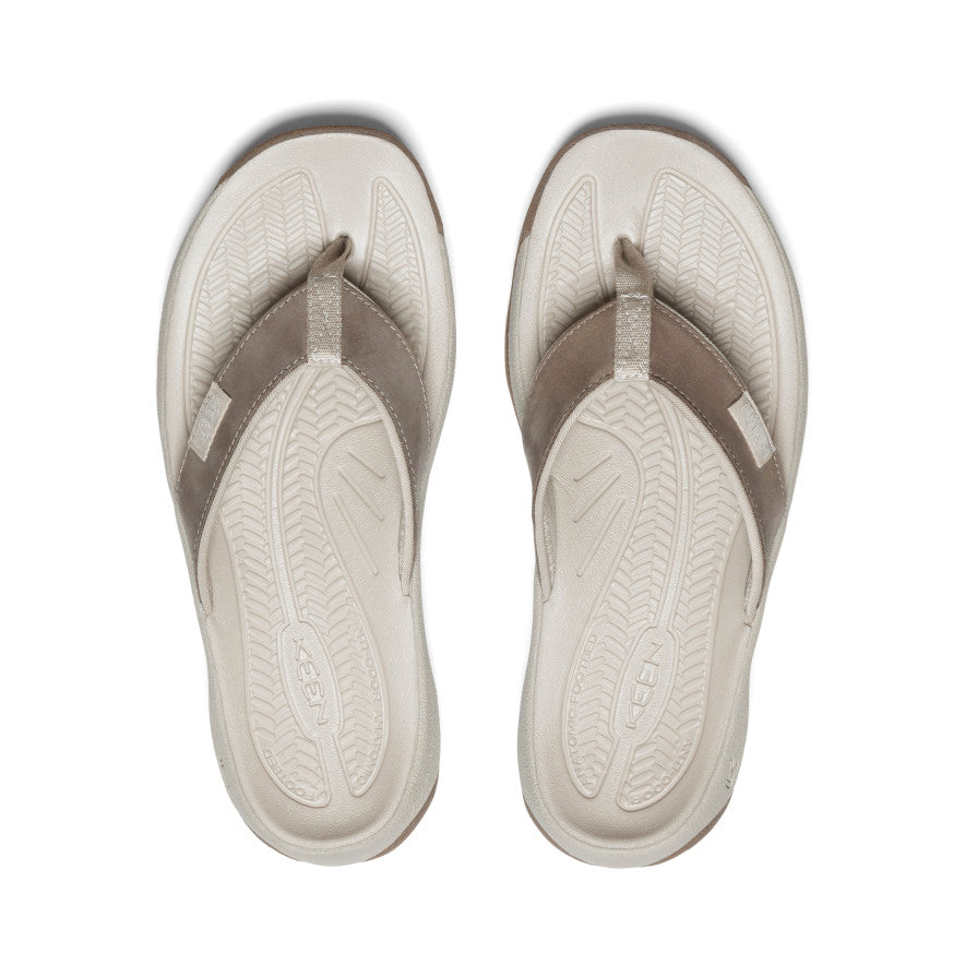 Brown Silver Women Keen Kona Leather Flip Flops | MID5734WV