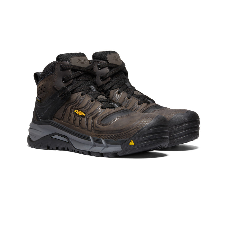 Coffee Black Men Keen Kansas City+ Waterproof Mid Work Boots | FMD81LZ