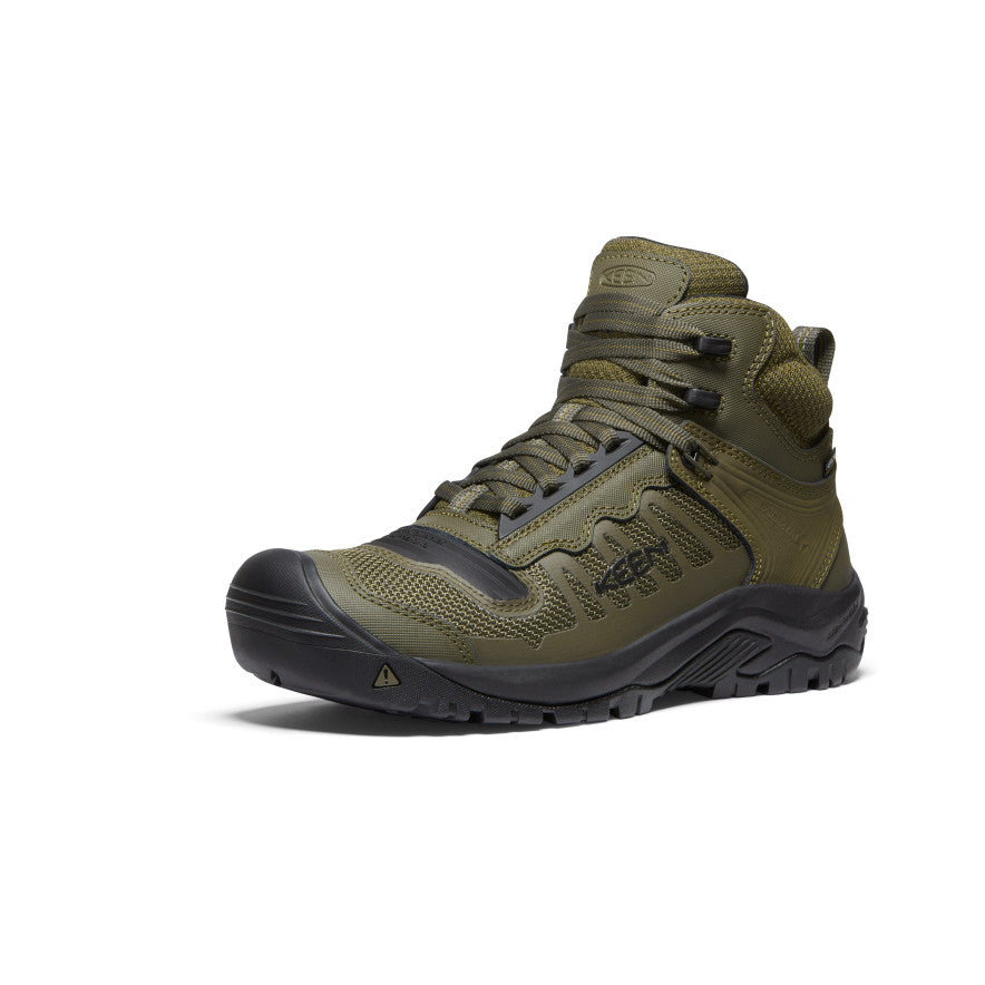 Dark Olive Black Men Keen Reno Waterproof Mid Work Boots | GFX7297GT