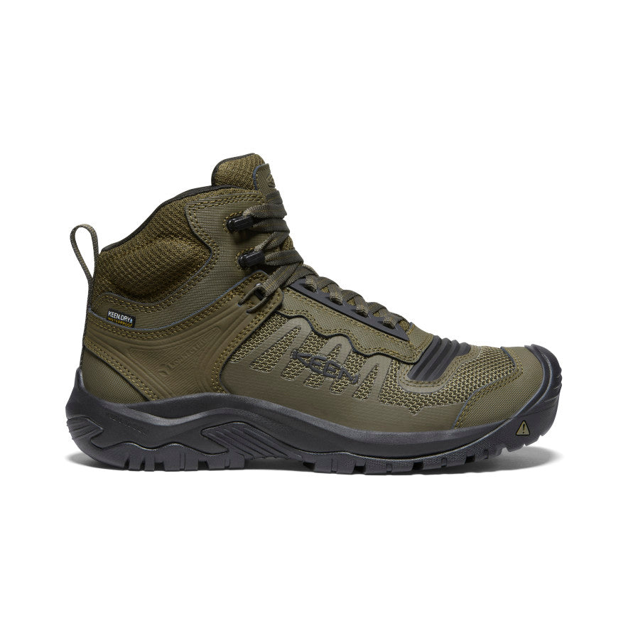 Dark Olive Black Men Keen Reno Waterproof Mid Work Boots | GFX7297GT