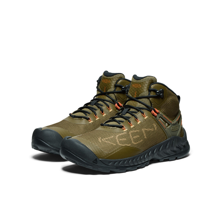 Dark Olive Gold Men Keen NXIS EVO Waterproof Work Boots | LXY2583PP