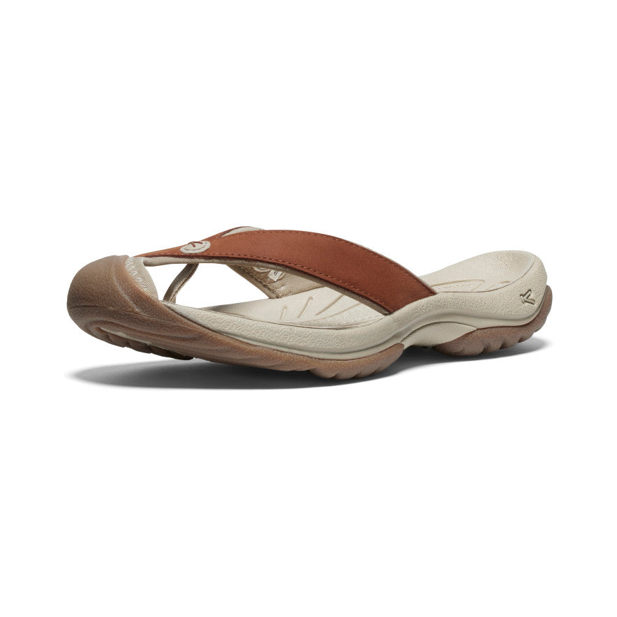 Grey Brown Women Keen Waimea Leather Flip Flops | HLI2696WX